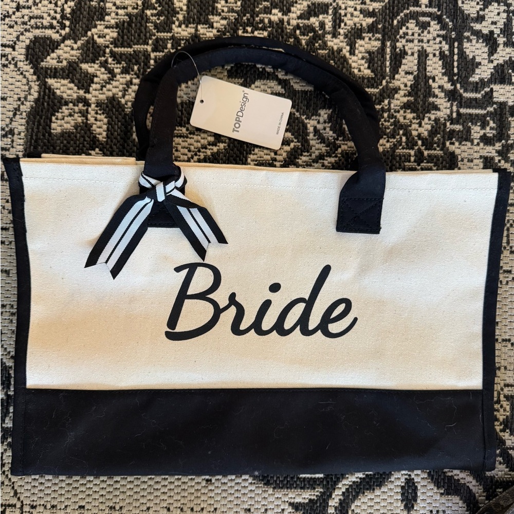Bride Canvas Tote Bag - Black and Cream